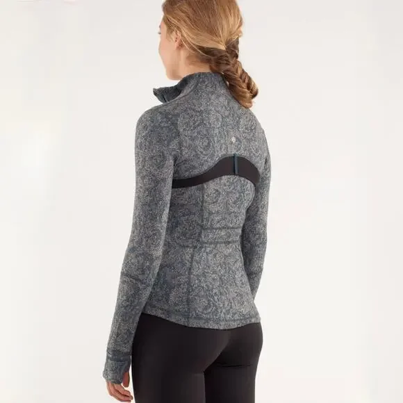 EUC Lululemon Define Jacket Brushed Rose Herringbone Alberta Lake Zip Black Teal